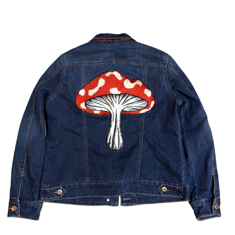 OOAK Embellished Mushroom Denim Jacket