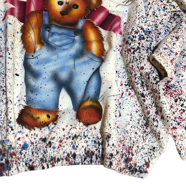 Hand Splattered Vintage Teddy Crewneck Sweater by BlimxJam jams