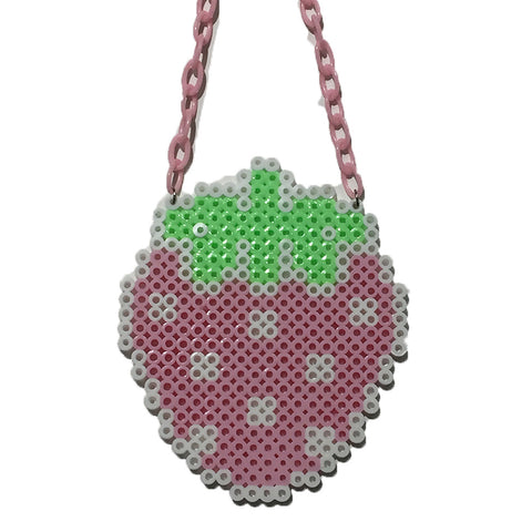 Pastel Strawberry Pixel Necklace by Candelicious