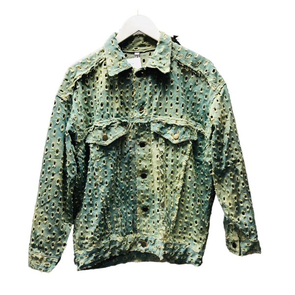 Ooak The Sun Distressed Denim Jacket by Tooth and Claw