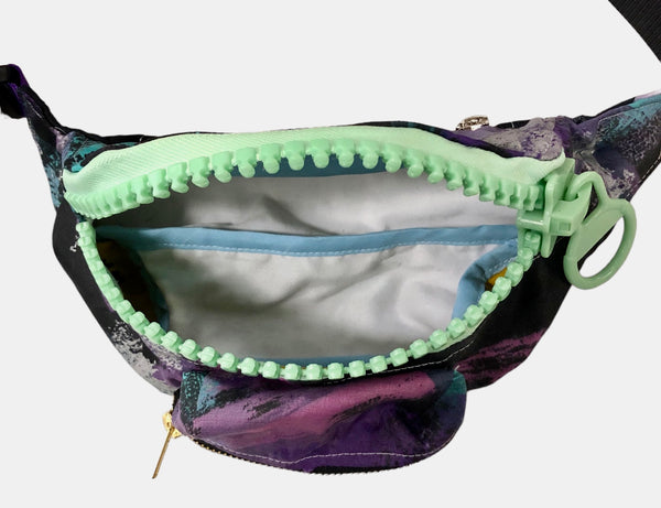 Ooak purple/big green teeth fannypack by Blim