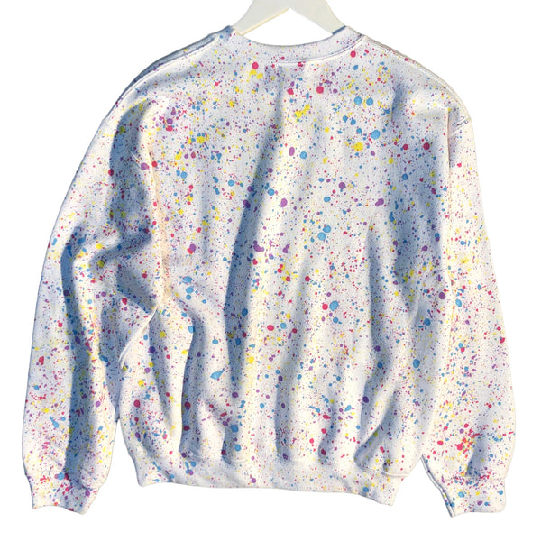 Rainbow Hand Splattered I Luv You Crewneck Sweater by Robert Dayton