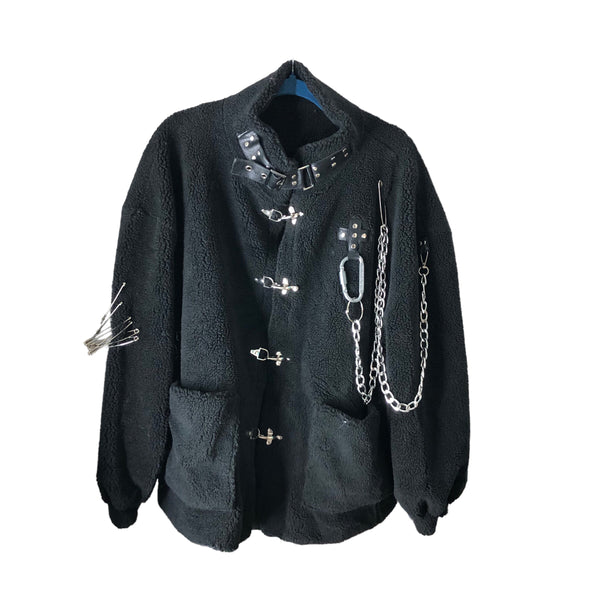Punk Embellished Fleece 3/4 Jacket