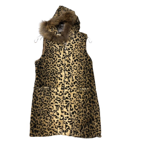 Embellished tiger dragon faux fur vest
