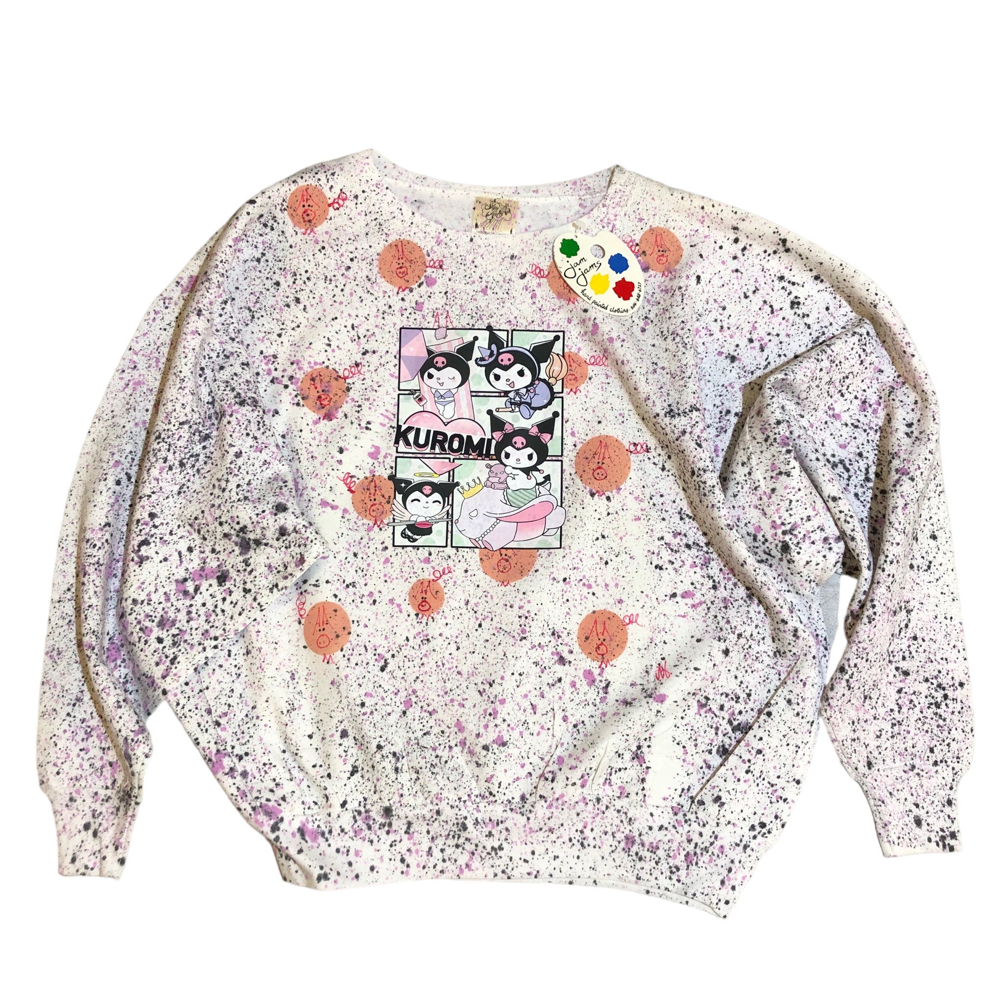 Hand Splattered One of a Kind Kuromi Crewneck T by BlimxJamJams