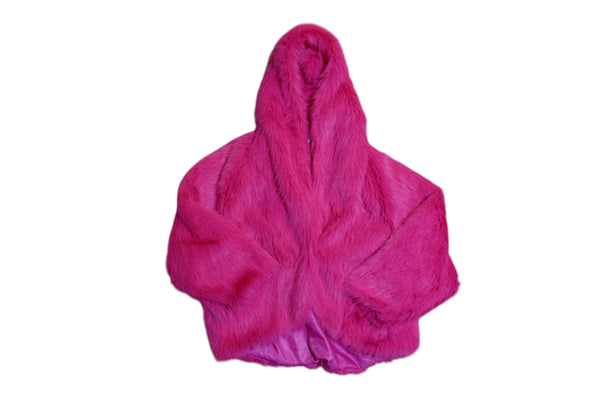 Fuscia Faux Fur Hooded Coat
