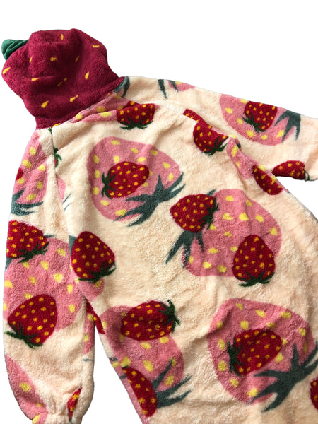 Strawberry Fleece Coat with Hood