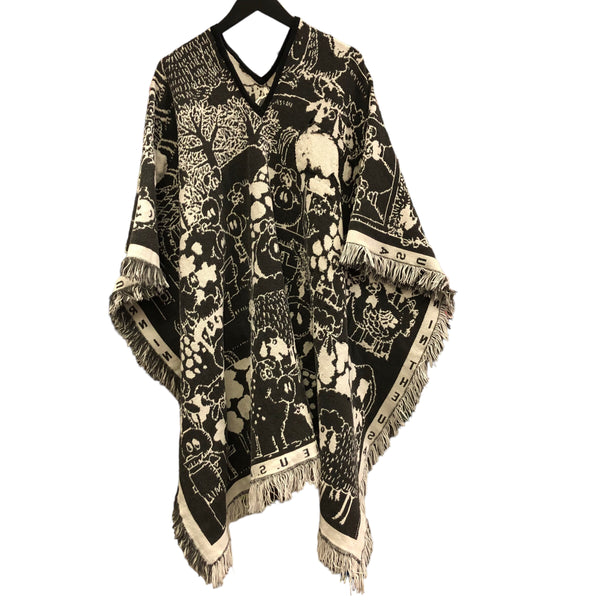 Cotton Woven Fringe Farm Poncho