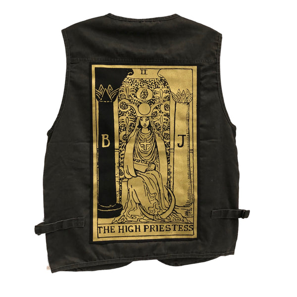 High Priestess Tarot Acid Black Cargo Vest by Tooth and Claw x Blim