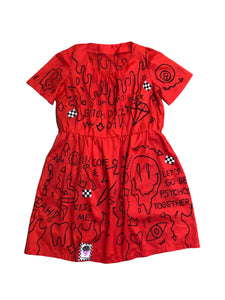 Red Smiley Short Sleeve Button up By Zealot