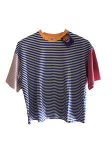 Color Block Striped Short Sleeve Shirt