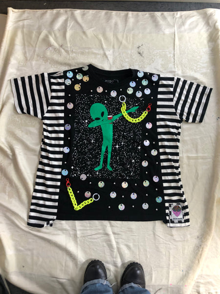 Hand Embellished Alien Dab Shirt by Zealot