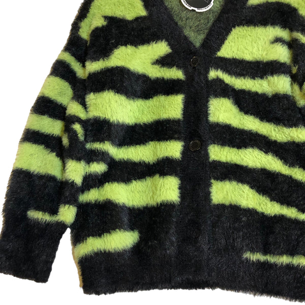 BACK IN STOCK Neon Green Black Mohair Knit Cardigan Sweater