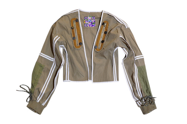 Khaki Straight  cotton Jacket