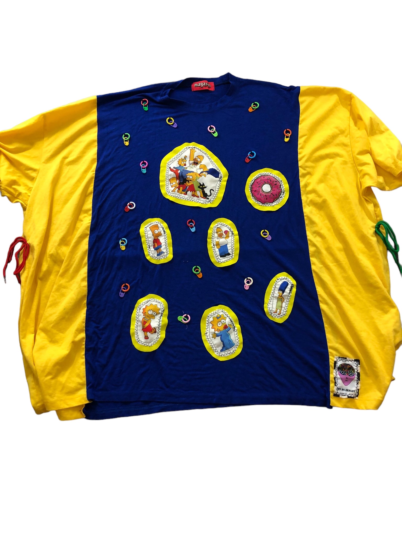 Hand Embellished Simpsons Upcycled Shirt by Zealot