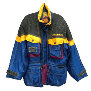 Blue Yellow Color Block Jacket by Seillor