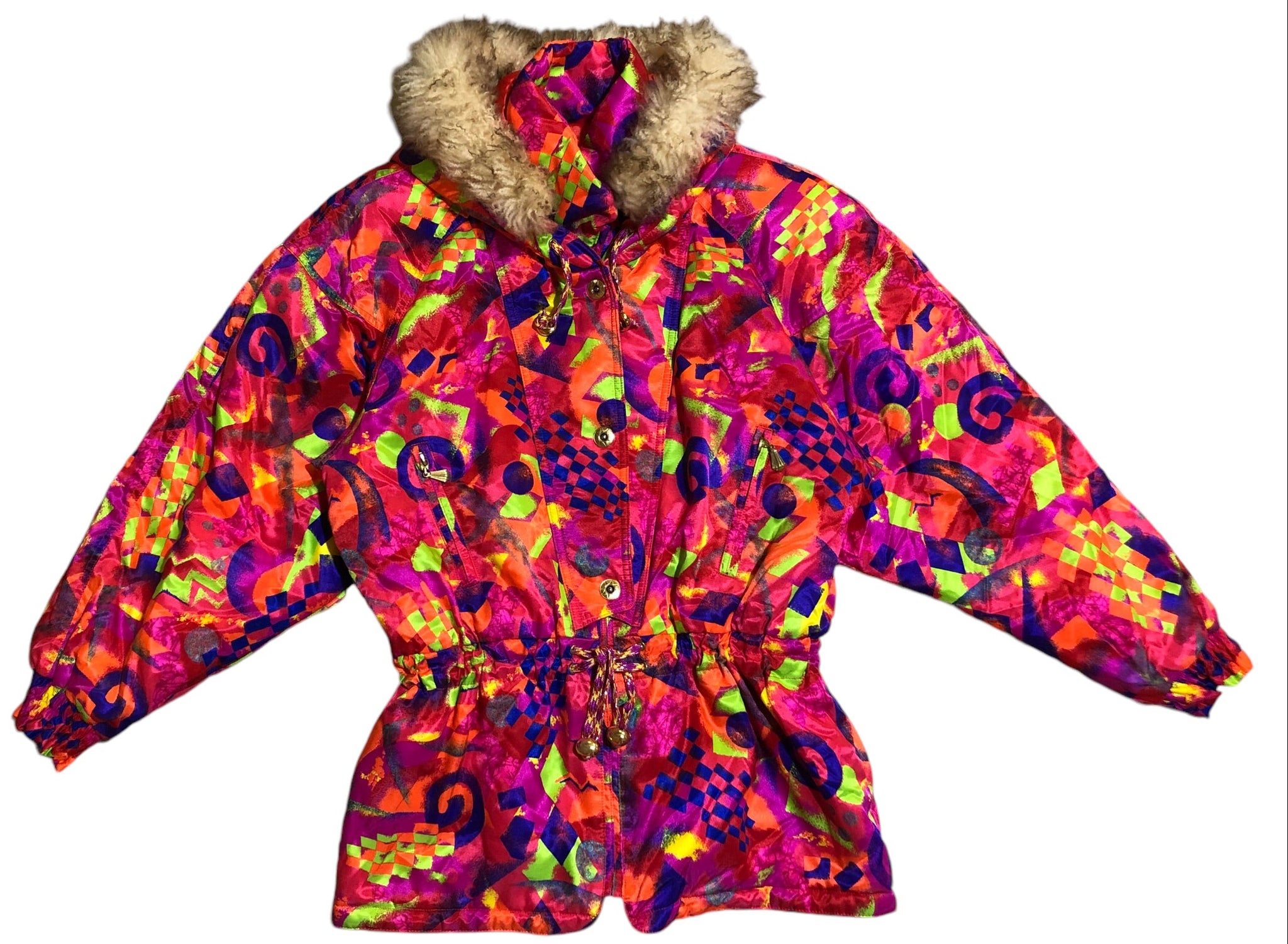 Vintage Red Colourful Ski Jacket