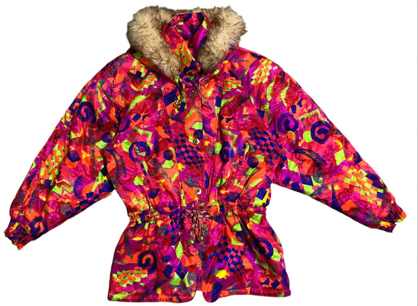 Vintage Red Colourful Ski Jacket