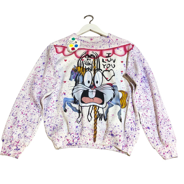 Hand Splattered Bugs Collage Crewneck Sweater OOAK