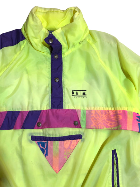 80s New Face Neon Wind Breaker Anorak Jacket by Blim