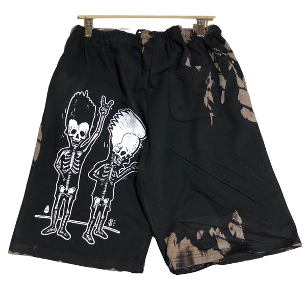 Bleach Black Hand Printed Beavis Butthead Shorts by Bare Bones x Blim