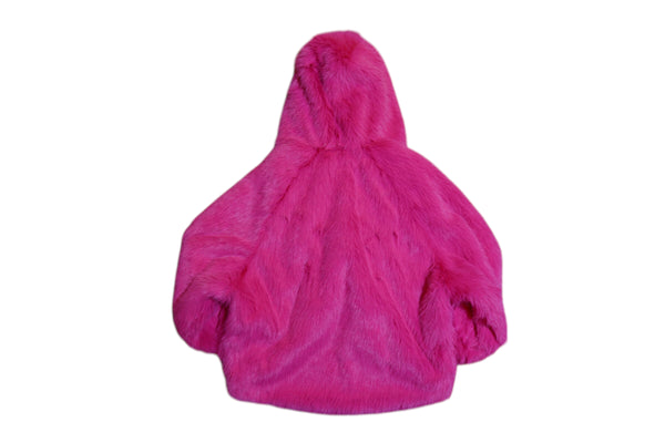 Fuscia Faux Fur Hooded Coat