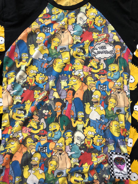 Hand Embellished Simpsons Upcycled Shirt by Zealot