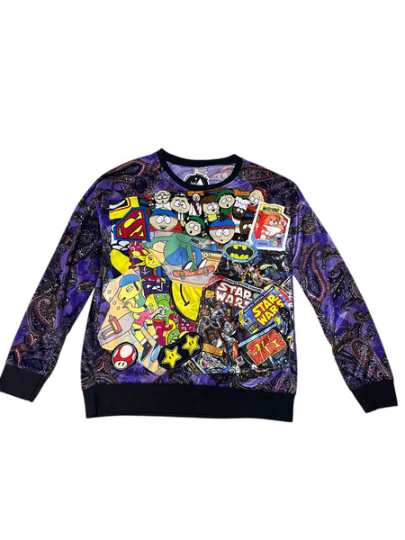 Hand Upcycled Paisley Velvet sweater by Zealot