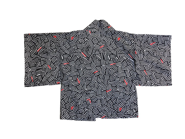 Few of a Kind Handmade Black White Red Haori by Blim