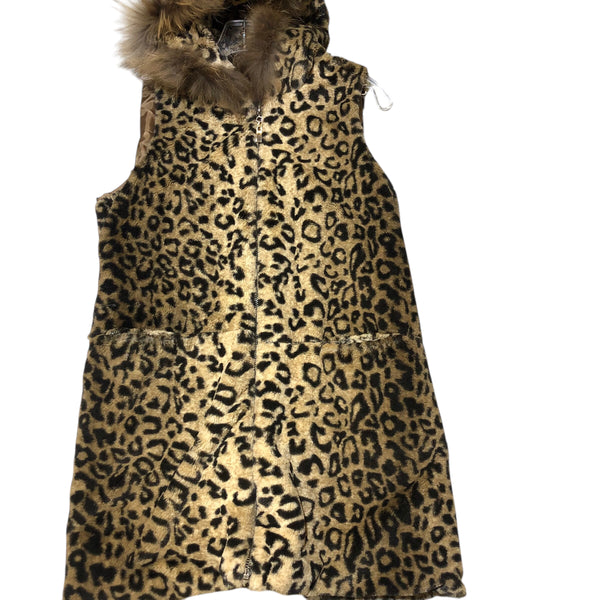 Embellished tiger dragon faux fur vest