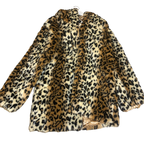 Hood with ears Leopard Faux Fur Coat