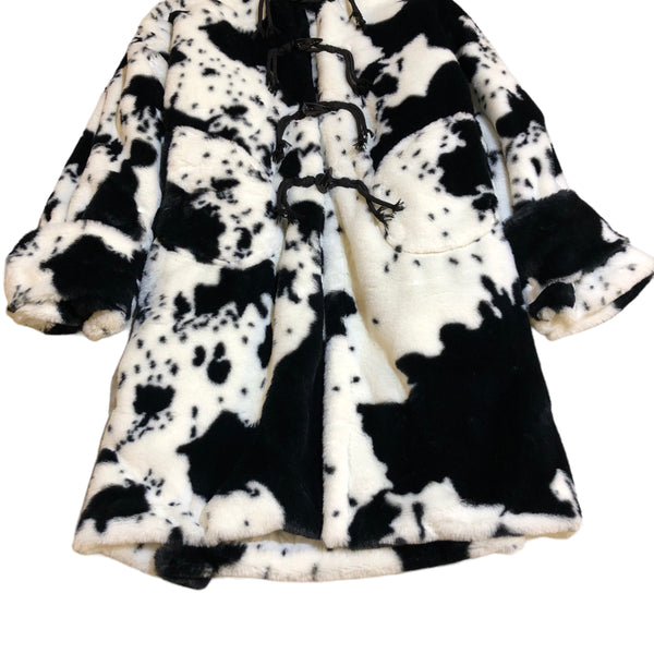 Cow Faux Fur Hooded Jacket