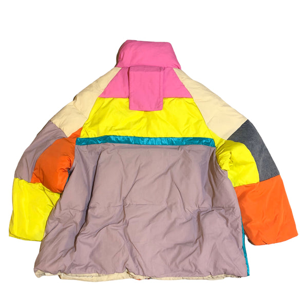 Colorful Rainbow Color Block Puffer Jacket