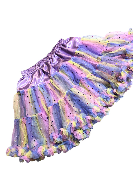 Cotton Candy Rainbow Glitter Sheer Tutu Skirt