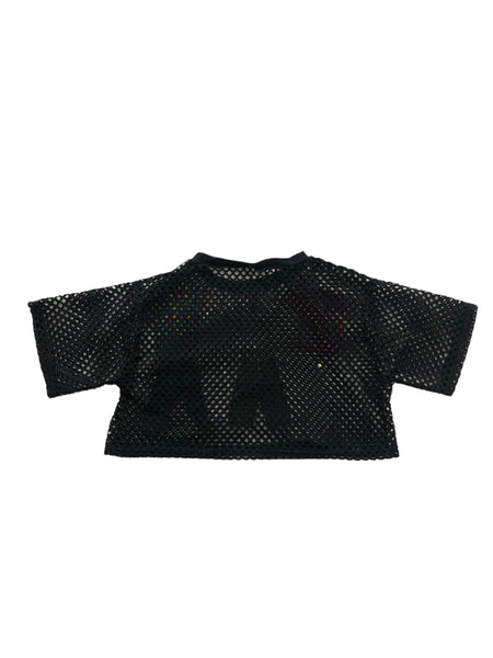 Hand Embellished Barbie Mesh crop top by Zealot