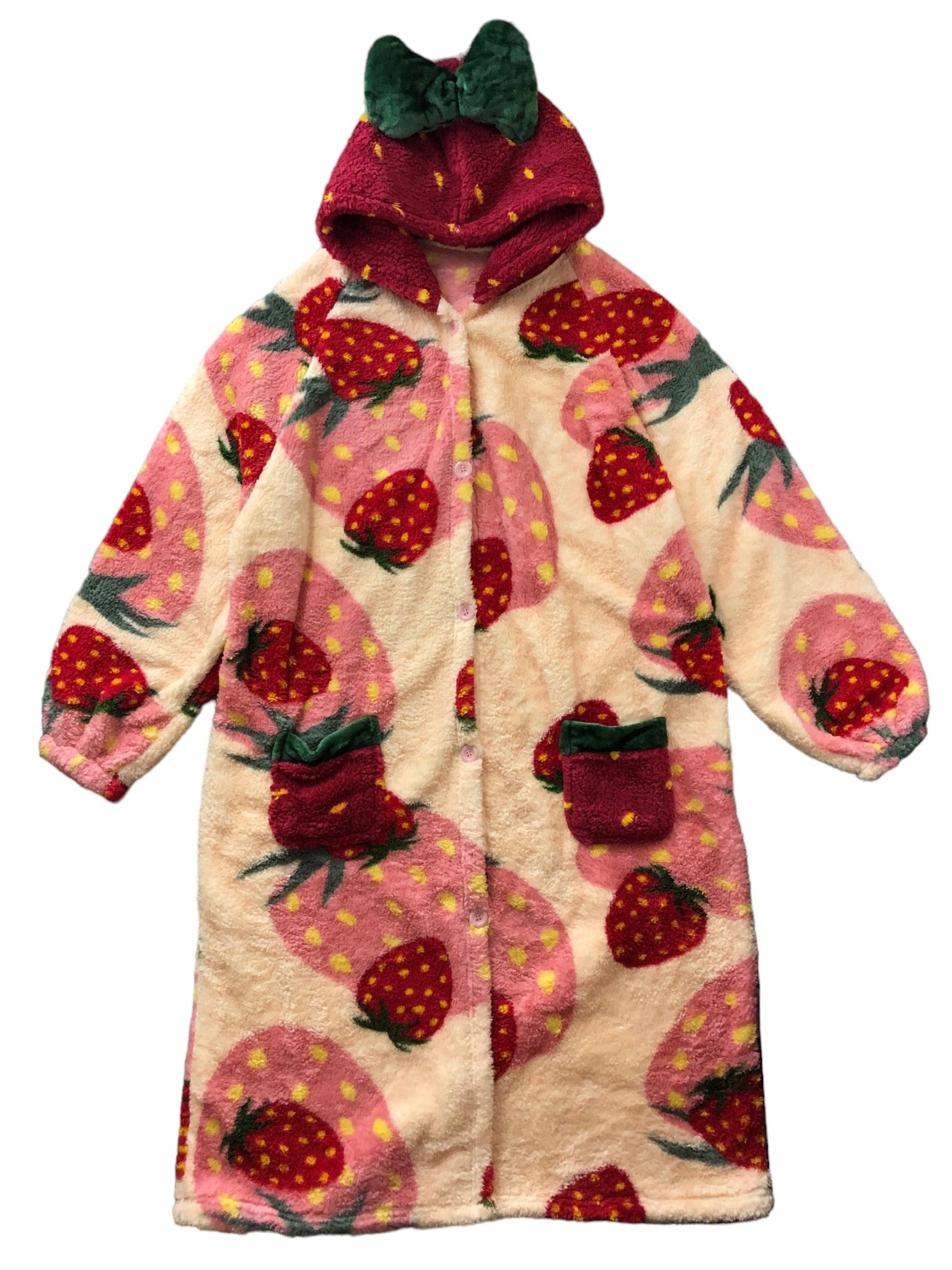Strawberry Fleece Coat with Hood