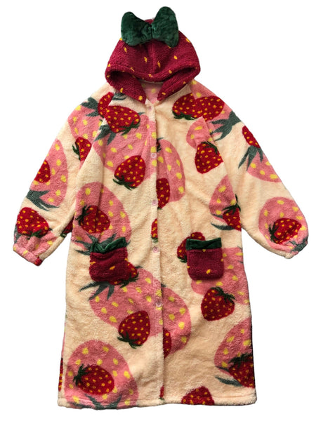 Strawberry Fleece Coat with Hood