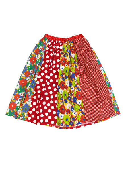 Candelicious Red and white Polka dot Patchwork Skirt