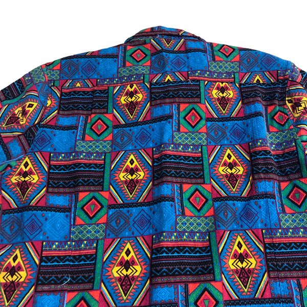 Vintage Aztec Button Up Short Sleeved Shirt