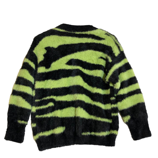 BACK IN STOCK Neon Green Black Mohair Knit Cardigan Sweater