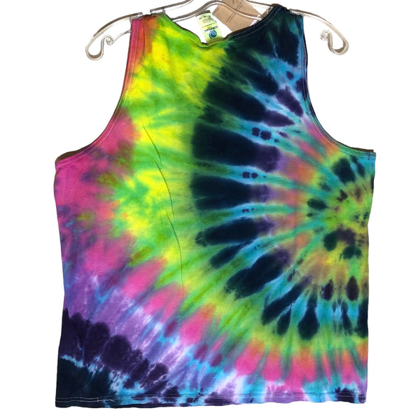 By Tooth and Claw for Blim “Neon Rainbow Tie Dye Tank Gold Sun”