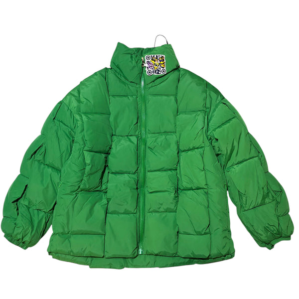 Green Woven Puffer Jacket