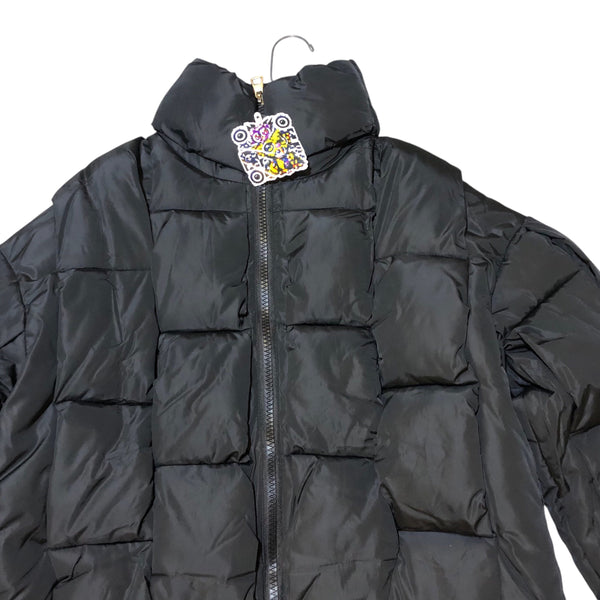 Black Woven Puffer Jacket