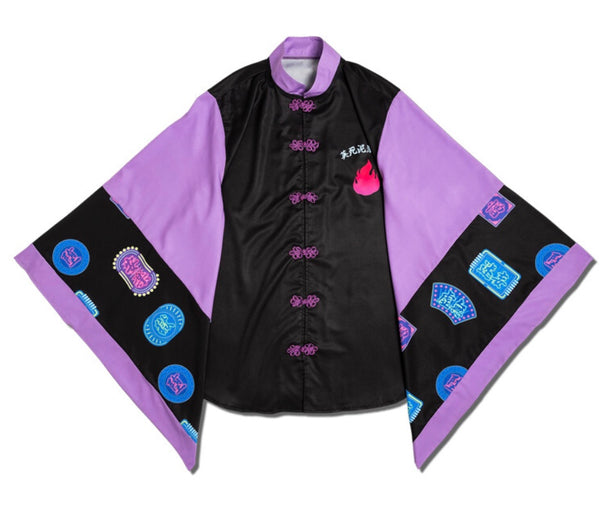 Black Purple Mandarin and Clouds Jacket by ACDC RAG