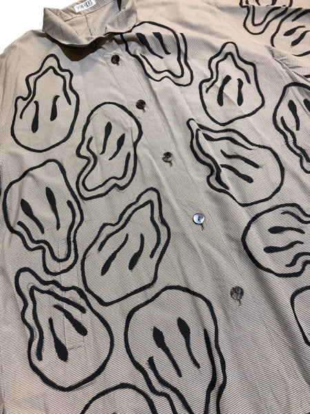 Taupe Smiley Short Sleeve Button up By Zealot