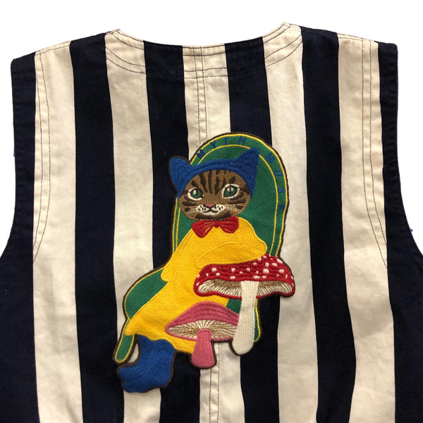 Blim Mushroom Cat Vintage Striped Vest