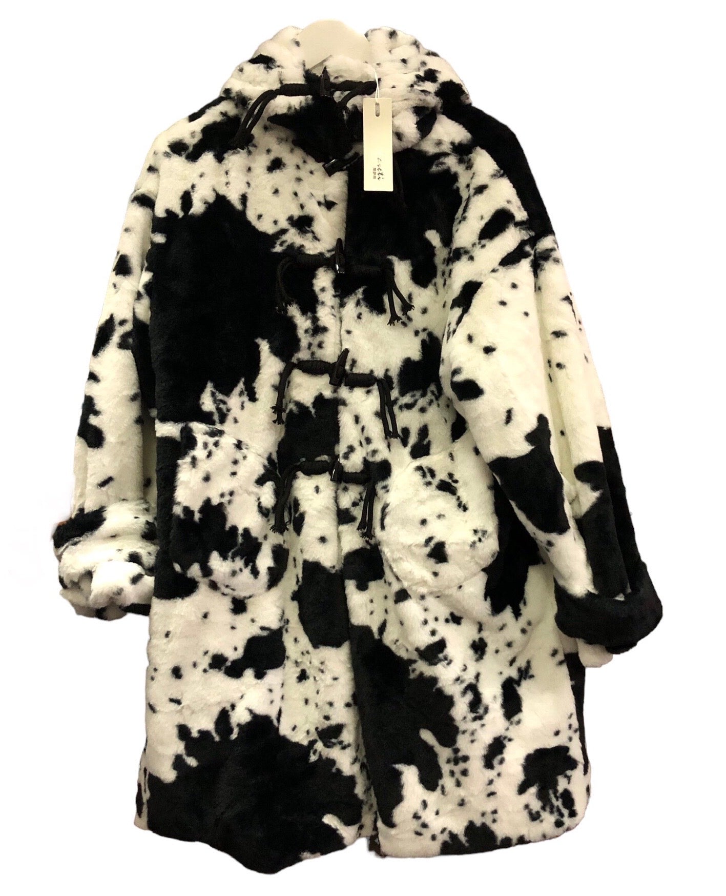 Cow Patterned Fleece Long Jacket