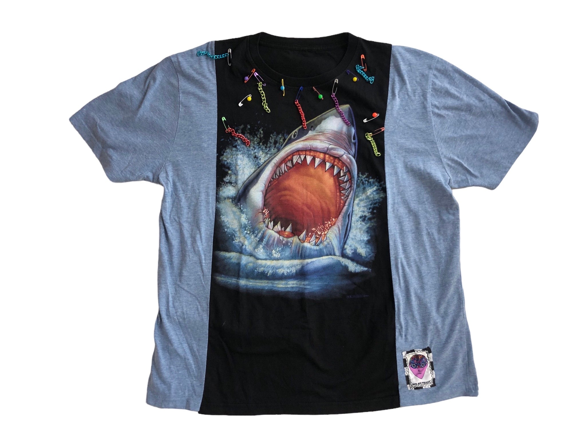 Hand Upcycled Shark Shirt by Zealot