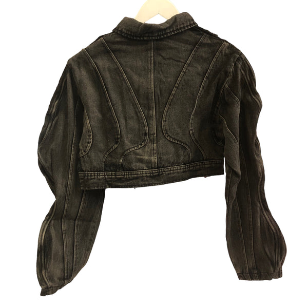 BACK IN STOCK Black Acid Denim crop Jacket