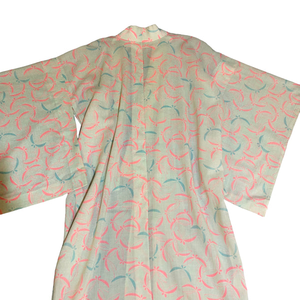 Pink Blue Dragonfly Print Vintage Nagajuban